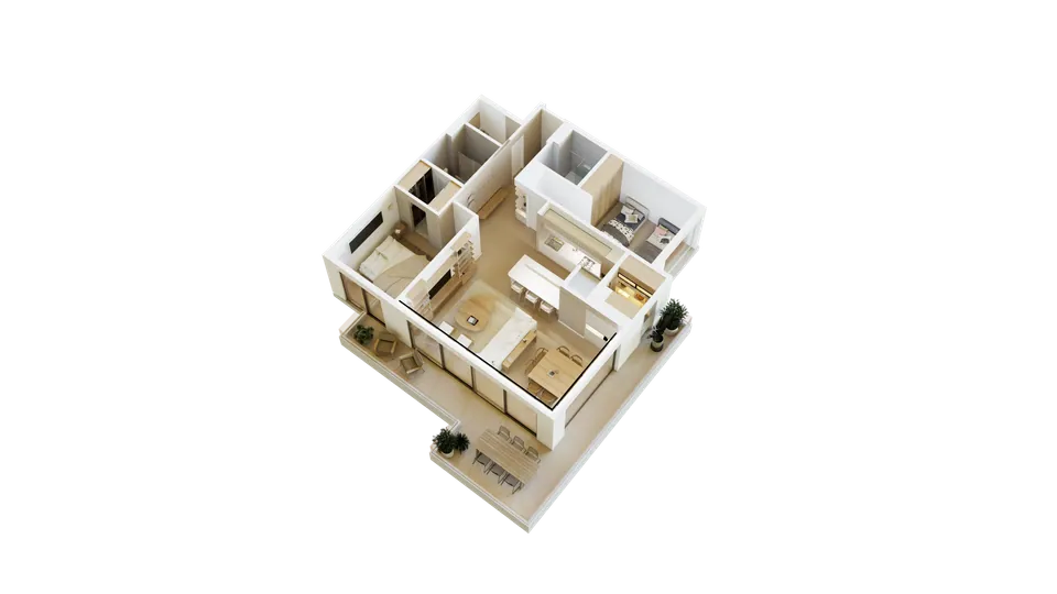 Loom Forest Village · Axonometría de la vivienda